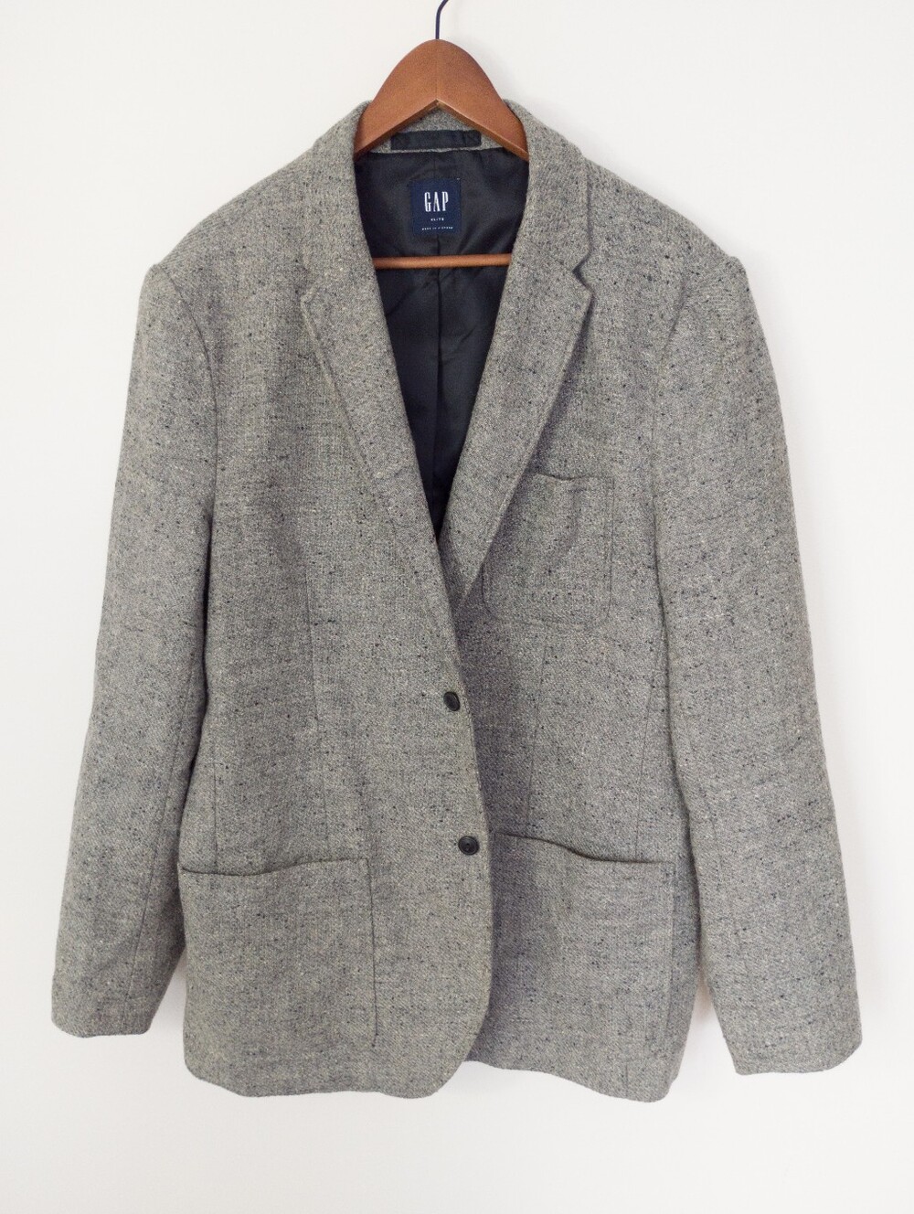 GAP Men's Gray Wool Tweed Blazer Jacket XL Light Heather Grey Fall 2014